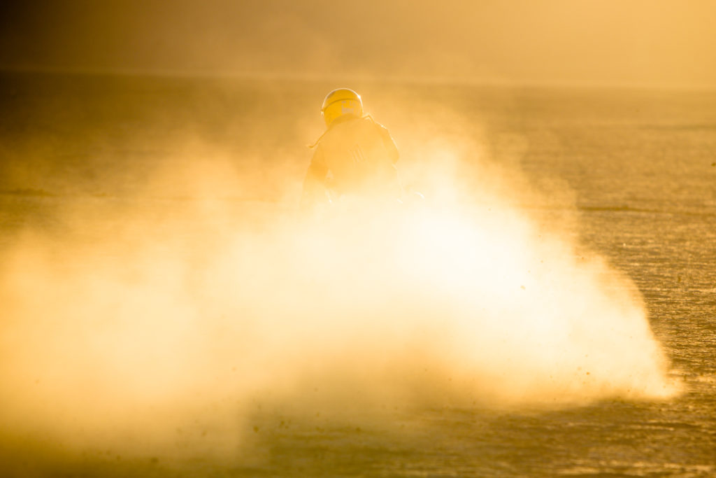 Drake McElroy disappearing in his own dust